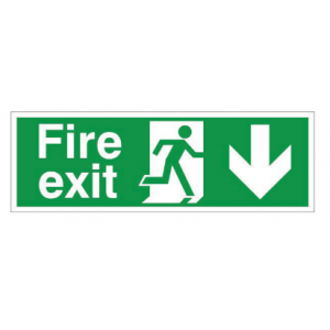 Fire Exit Arrow Down - Photoluminescent (400mm x 150mm) FEADP
